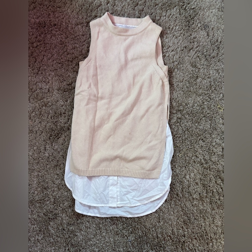 BROCHU WALKER WHITE CREAM BEIGE MARIAN LAYERED VEST SHIRTAIL - Picture 3 of 6